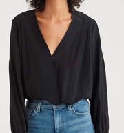 7 for All Mankind Cross Front V-Neck Top In Black Sz Med Ret: $150 Blouse Silky