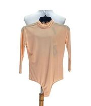 Motel Mockneck Bodysuit Orange Size M NWT Minimalist Bohemian Classic Pastel