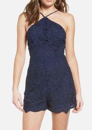 ASTR THE LABEL Blue Lace Romper