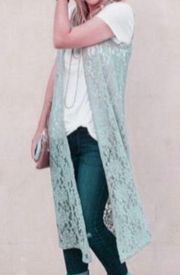 NWT LuLaRoe Joy Mint Green Lace Duster / Vest