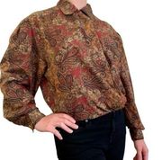 Vintage Paisley Puff Sleeve Blouse