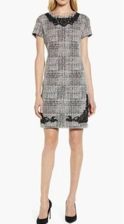 Karl Lagerfeld Paris Tweed Knit Lace-Trimmed Sheath Dress