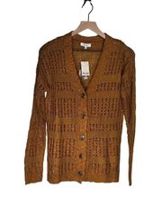 Mudd Knit Cardigan Sweater Cardi Knit Button Down Mustard Ginger Size Small