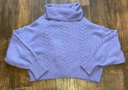 Purple Cropped Cable Knit Sweater