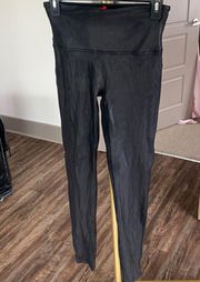 SPANX black faux leather legging large