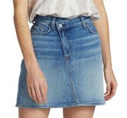 7 For All Mankind Asymmetrical button closure Denim Mini Skirt sz 26