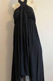 #23 Women's Black and Gray High Low Ruffle Dress by Newport News, Sz: s