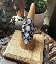 Sterling Silver Moonstone  Boho Ring Size 8