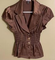 Body central satiny brown blouse jacket blazer size small