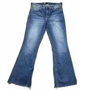 Kut From The Kloth Women Jeans Size 12 High RiseStella Flare Leg Raw Hem Stretch
