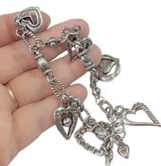 Vintage Brighton "L'amore" Coll Multi 6 Hearts silver tone bracelet