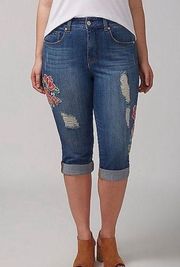 Melissa McCarthy Seven7 Embroidered Skinny Crop Jeans