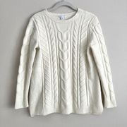 J. Jill Womens Cable Knit Chenille Ivory Sweater Size XS Petite Pullover Soft