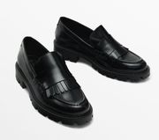 NWT Massimo Dutti chunky loafers with fringe black Sz 39