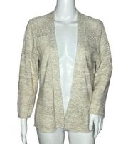 Habitat Sweater Womens Medium Cardigan Tan Open Knit Cotton Linen Blend Neutral