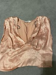 baby pink silk cropped tank top