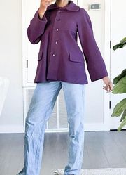 Sandro Wool Jacket Pea Coat Purple Sz Medium petite