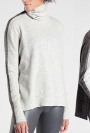 heather grey transit color block merino wool blend turtleneck sweater