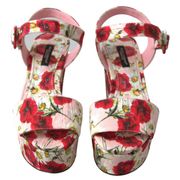 Dolce & Gabbana Multicolor floral print Wedges Floral Ankle Strap Sandals US 6.5