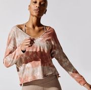 Beyond Yoga Open Neck Pullover in Chai Cloud Dye