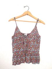 NWOT  Floral Front Tie Peplum Crop Tank Top Size Medium