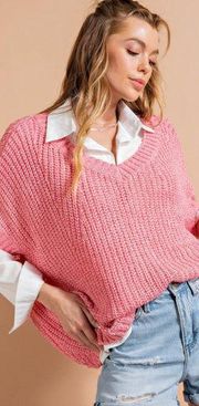 Kori America Pink Open Knit Oversized Sweater Size Small/Medium