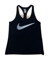 Nike Women Black Active T-Shirt Tank Top Black White Check 🔥