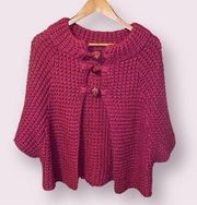 Unbranded Short Sleeve Bat-Wing Cape/Cardigan w/ Toggle Buttons in Magenta