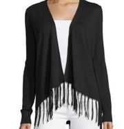 Michael Kors Fringe Cardigan Black XS Open Front