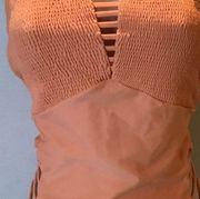 TORI PRAVER NWOT Peach 1-Piece SEXY SWIMSUIT SMALL  Cut-Out Front /sides