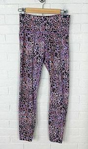 Joy Lab Animal Print Cheetah Pink Purple 7/8 Length Athletic Leggings Size S