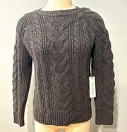 NWT Rachel Zoe Charcoal Grey Chunky Cable Knit Sweater Size Medium