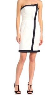 White & Black Strapless Faux Wrap Dress Size 4