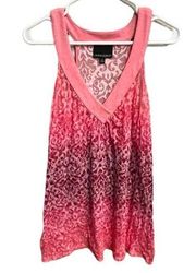 Paisley Print Gradient Pink Purple Tank Size Large