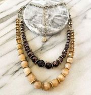 *5/$25* Jones New York Multicolor Beaded Necklace Purple Cream Gold Multilayer