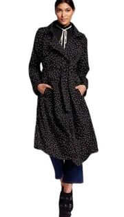 Who What Wear Ebony Brown Dot Draped Trench Coat L