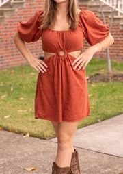 Altar’d State Rusty Orange Cutout Mini Dress