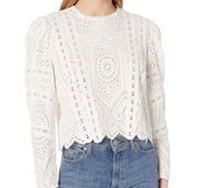 NWT The Kooples Ecru Cotton Long Sleeve Eyelet Lace Blouse Women’s Size Small