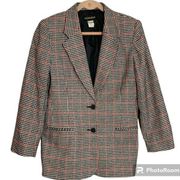 Requirements Black/Beige/Red Houndstooth Blazer Size 10