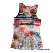 DESIGUAL Amarillo GRAPHIC VEST TANK TOP FLORAL COTTON