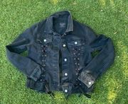 Black Denim Gromet Grunge Jean Jacket Love Tree