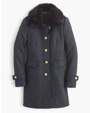 NWOT. JCrew Wool coat with black faux-fur …