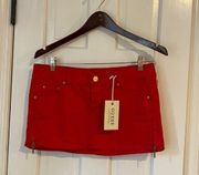 NWT guess denim red mini skirt size 27