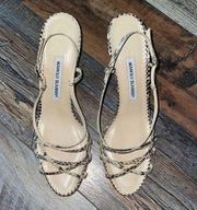 Manolo Blahnik Strappy Snake Heels with dust bag