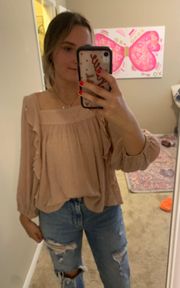 local boutique mauve long sleeve ruffle top