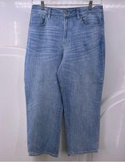 Chicos size 12 light blue jeans hi rise straight leg crop. B42