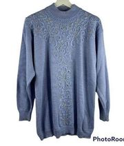 Vintage Jaclyn Smith Beaded Metallic Mock Neck Long Sleeve Sweater Women’s Sz M