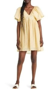 Moon River Anthropologie Flutter Sleeve Mini Dress in Light Pale Yellow Size M