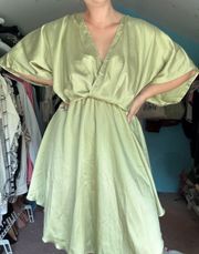 Satin Flowy Green Dress