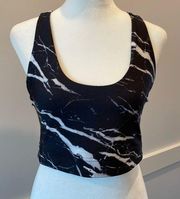 Terez Duo Knit Black and White Marble Sports Bra NWOT